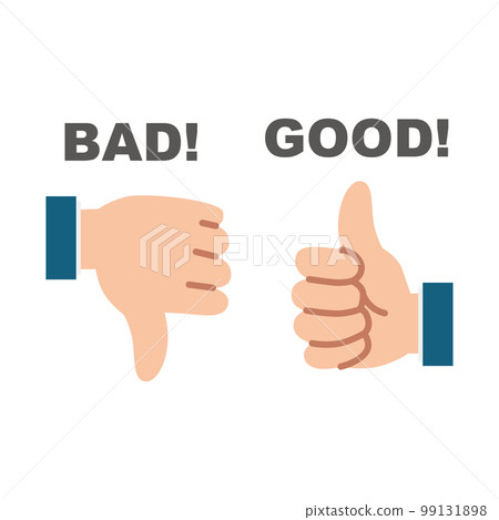 Illustration of a hand making a good bad sign 99131898
