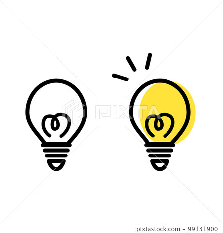 Illustration of a light bulb glowing with a flashing image 99131900