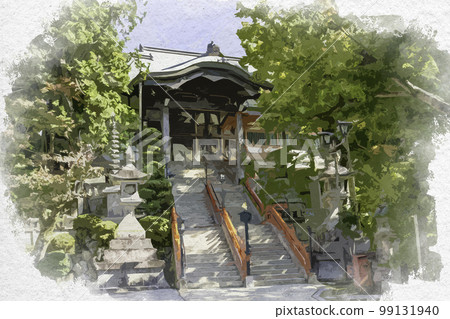 Main hall of Chogosonshi-ji Temple in a watercolor style, Hegun-cho, Ikoma-gun, Nara Prefecture Main hall of Chogosonshi-ji Temple in a watercolor style, Hegun-cho, Ikoma-gun, Nara Prefecture 99131940