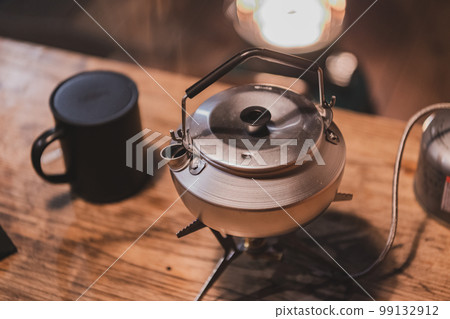 Camping image material Gas burner kettle scenery Camping image material Gas burner kettle scenery 99132912