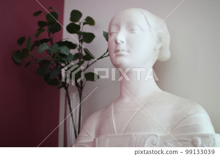 Gypsum statues and foliage plants 99133039