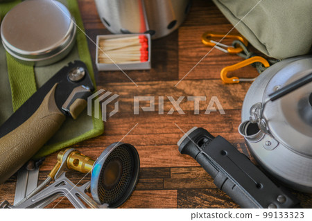 Outdoor camping equipment close-up shooting material 99133323