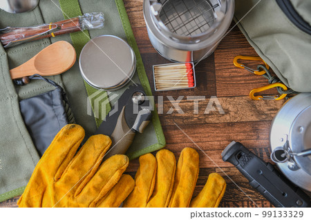 Outdoor camping equipment close-up shooting material 99133329