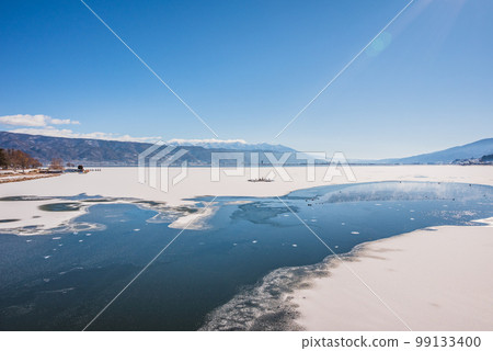 Scenery of Lake Suwa from near Kamaguchi Floodgate [Okaya City] 99133400