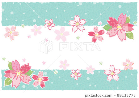 Cherry blossom dot pattern fabric wind frame background material green blue Cherry blossom dot pattern fabric wind frame background material green blue 99133775
