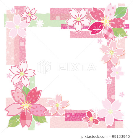 Cherry blossom pattern pattern fabric style frame background material tape style Cherry blossom pattern pattern fabric style frame background material tape style 99133940