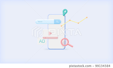 3D vector material | Image of smartphone and search 99134384