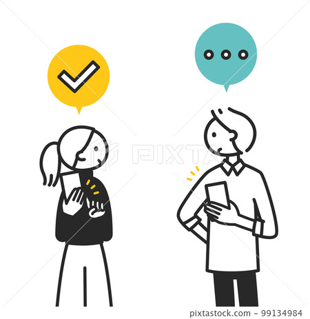 A woman who feels good on a smartphone and a man who reacts poorly Opinions are divided 99134984