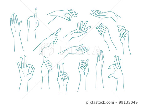 Hand illustration set Simple line drawing 99135049