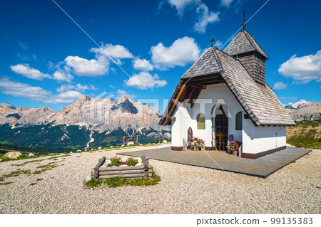 Small Antonius chapel near Pralongia shelter, Dolomites, Italy 99135383