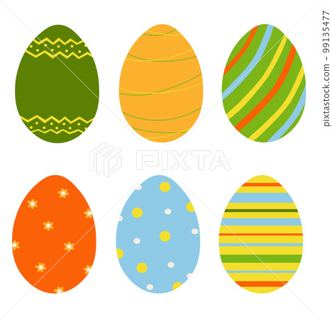 Set of colorful decorated Easter eggs isolated on white. Vector illustration. Set of colorful decorated Easter eggs isolated on white. Vector illustration. 99135477