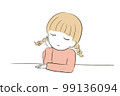 Girl thinking with a cheek stick 99136094
