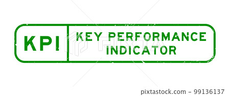 Grunge green KPI key performance indicator word square rubber seal stamp on white background 99136137