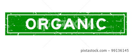 Grunge green organic word square rubber seal stamp on white background Grunge green organic word square rubber seal stamp on white background 99136145