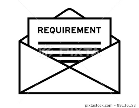 Envelope and letter sign with word requirement as the headline Envelope and letter sign with word requirement as the headline 99136158
