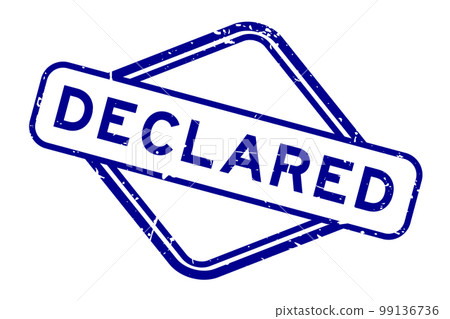 Grunge blue declared word rubber seal stamp on white background 99136736
