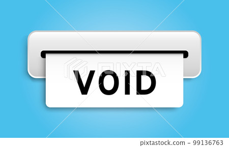 White coupon banner with word void from machine on blue color background White coupon banner with word void from machine on blue color background 99136763