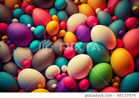 Easter Painted Eggs Colourful Pattern Background. Generative AI 99137074