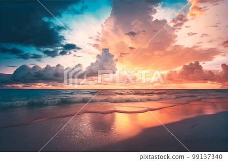 Sunset Beach Background. Generative AI 99137340