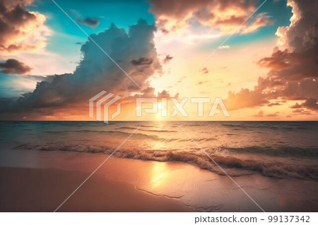 Sunset Beach Background. Generative AI Sunset Beach Background. Generative AI 99137342