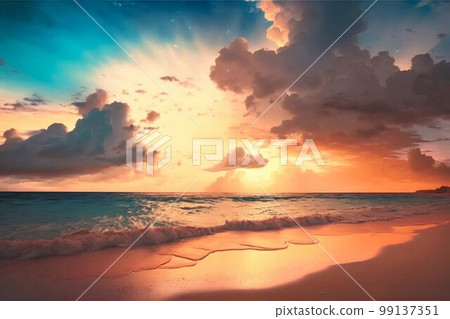 Sunset Beach Background. Generative AI 99137351