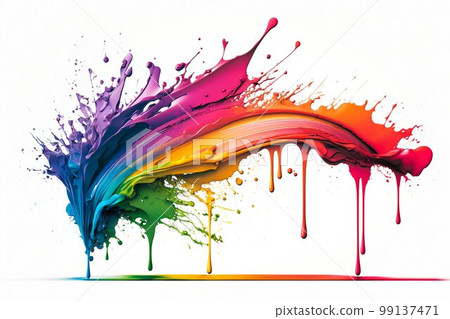 Paint colorful rainbow splash blot. Generative AI 99137471