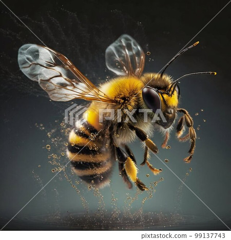 Honey bee with honey. Generative AI Honey bee with honey. Generative AI 99137743