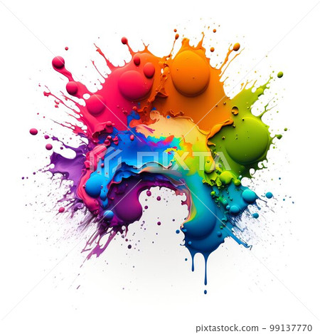 Paint colorful rainbow splash blot. Generative AI Paint colorful rainbow splash blot. Generative AI 99137770