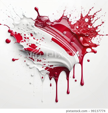 Paint acrylic splash red and white colors. Generative AI Paint acrylic splash red and white colors. Generative AI 99137774