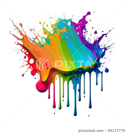 Paint colorful rainbow splash blot. Generative AI Paint colorful rainbow splash blot. Generative AI 99137779