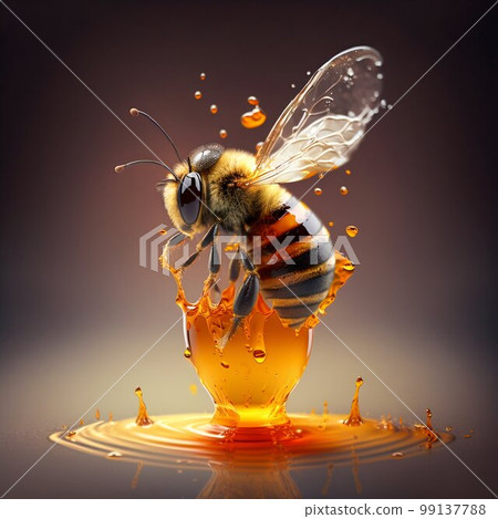 Honey bee with honey. Generative AI Honey bee with honey. Generative AI 99137788