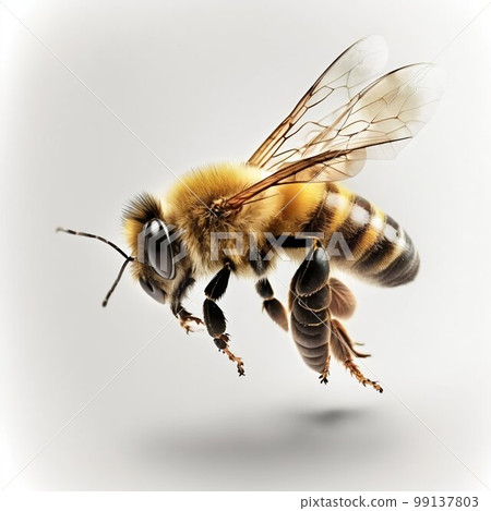 Honey bee isolated on background. Generative AI 99137803