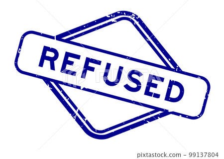 Grunge blue refused word rubber seal stamp on white background 99137804