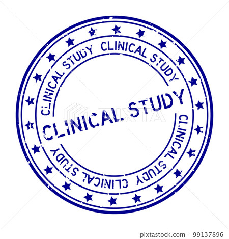 Grunge blue clinical study word with star icon round rubber seal stamp on white background Grunge blue clinical study word with star icon round rubber seal stamp on white background 99137896