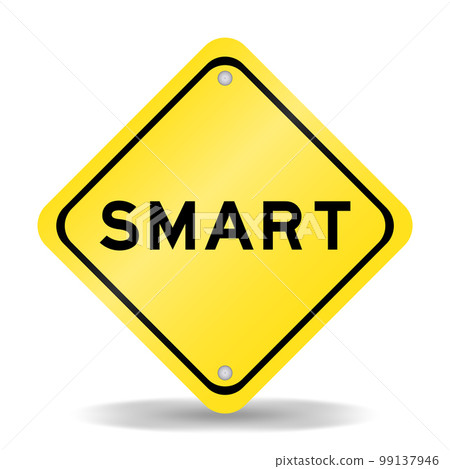 Yellow color transportation sign with word smart on white background 99137946