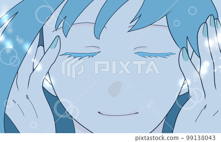 Illustration of a girl who gently closes her eyes Illustration of a girl who gently closes her eyes 99138043