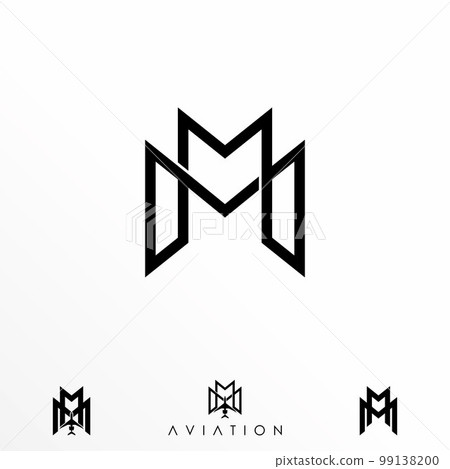 Initial letter MM, overlapping monogram logo, decorative ornament