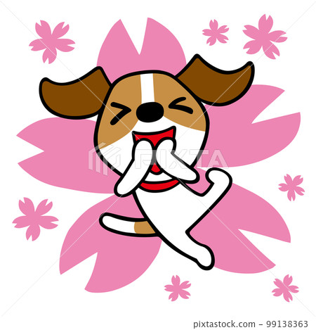 傑克羅素梗狗櫻花盛開通過插圖 傑克羅素梗狗櫻花盛開通過插圖 99138363
