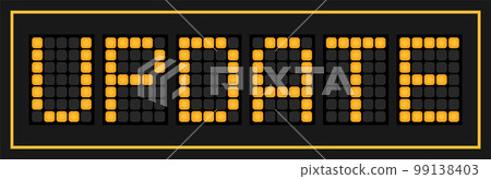Orange color led banner in word update on black background 99138403