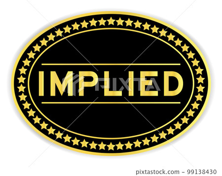 Gold and black color oval label sticker with word implied on white background 99138430