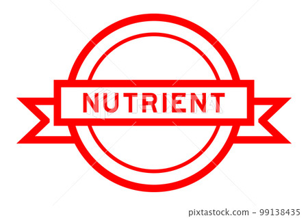 Vintage red color round label banner with word nutrient on white background Vintage red color round label banner with word nutrient on white background 99138435