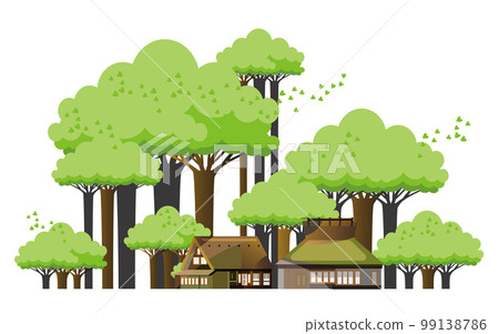 Beautiful Japanese mountain village scenery with old houses 99138786