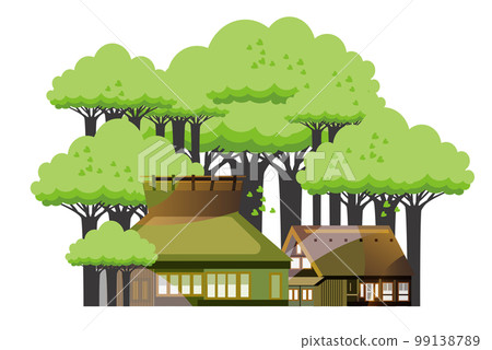 Beautiful Japanese mountain village scenery with old houses 99138789