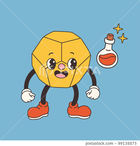 DND Dice for Board games in old classic cartoon style, groovy RPG dice for table game vector 99138873