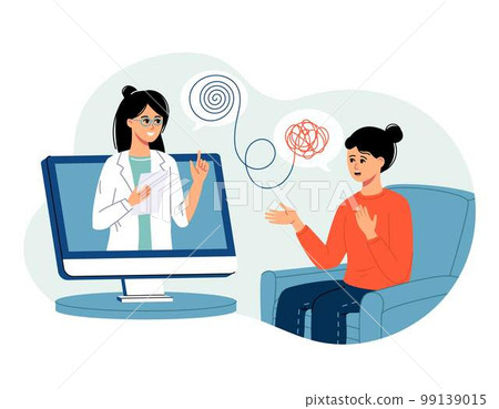Psychologist doctor online consultation. Psychotherapy practice, psychological help, psychiatrist consulting patient. Psychologist doctor online consultation. Psychotherapy practice, psychological help, psychiatrist consulting patient. 99139015