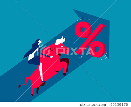 Pushing percentage sign on forward. Business increasing profit vector illustration Pushing percentage sign on forward. Business increasing profit vector illustration 99139176