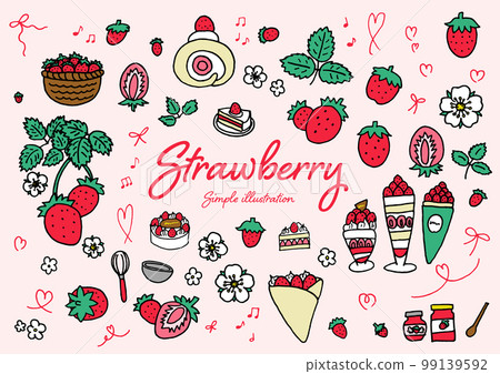 Hand-drawn cute strawberry illustration material using a pen Hand-drawn cute strawberry illustration material using a pen 99139592