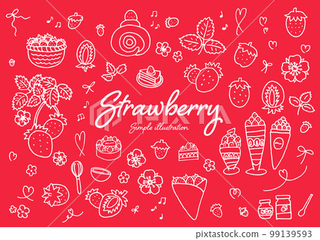 Hand-drawn cute strawberry illustration material using a pen 99139593