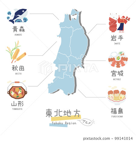 日本東北地區的美食旅遊和地圖，圖標集（平面） 99141014