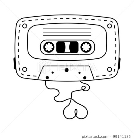 Retro audio cassette in doodle style.... - Stock Illustration [99141185 ...